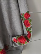 Bluza damska szara z różami folk góralska haftowane róże 