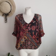 Bluzka damska Reserved S – wzorzysta, luźny fason motyl, z podszewką