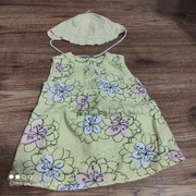 Sukienka z czapeczką, George, lato, rozm. 0-3 mies