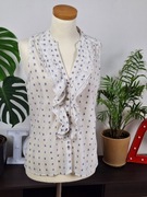 bawełniana haftowana bluzka z falbanką bez rękawów zara M elegancka żabot