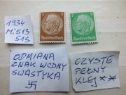 2szt. znaczki Mi 513 , 515 Niemcy 1934r. HINDENBURG Rzesza czyste ** Reich