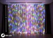 6x3m 600led kurtyna ledowa dekoracja kolorowa świąteczna lampki na urodziny
