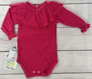 Rabella Body z długim rękawem falbanka kołnierzyk amarant 68