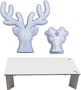 JELENIE Zestaw 7 elem: 2 formy silikonowe do odlewów Gipsu Żywic Betonu 