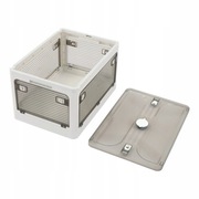 Pojemnik z Pokrywą Skrzynia Modułowa Biała Na Kołach Składana 50x36x30 cm