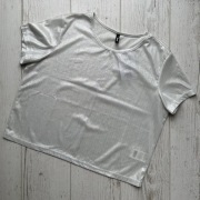 Srebrna półprześwitująca damska koszulka z krótkim rękawem top sinsay L