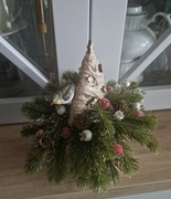 Stroik zimowo- świąteczny w ceramicznym kubku,iskrzący.