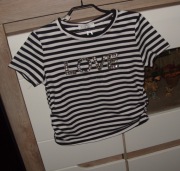 czarno białe paseczki napis cyrkonie regulowane boki  r. S/M D.D.STYLE