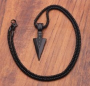 NASZYJNIK MĘSKI STRZAŁA GROT WISIOREK CZARNY WIKING STAL CHIRURGICZNA 
