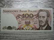 BANKNOT PRL 100 ZŁOTYCH 1976 ROK SERIA AL LUDWIK WARYŃSKI UNC