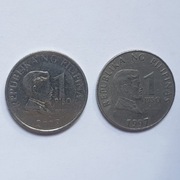 Monety, Filipiny 1 peso 2009 i 1 peso 1997
