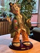 Porcelanowa figurka klauna Guido Cortese, Włochy, 50 cm, vintage