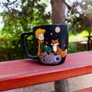 Kubek czarny mat Mały książę