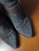 skóra zamsz ,,AllSaints" szare skórzane botki roz.36,5 /wkł.23 