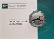 Srebrna moneta 10 złotych 100. rocznica urodzin Jana Karskiego