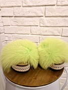 Espadryle klapeczki roz 40 limonka wlosie natural