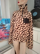 XXL beżowa bluza polarowa z golfem polar w panterkę panterka golf leopard