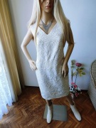 Elegancka kremowa sukienka QUIOSQUE 38 idealna na wesele komunię chrzciny