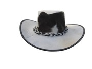 kapelusz kowbojski, skórzany ,country  , czarno- biały 