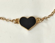 Bransoletka na rękę Czarne Serduszko Czarne Serce na łańcuszku Damska