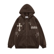 Bluza Y2k Brązowa z Krzyżem