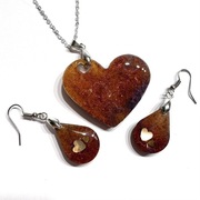 Orgonitowy naszyjnik, kolczyki, komplet, serce
