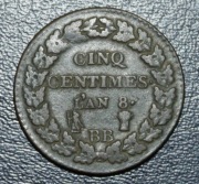 FRANCJA Napoleon - konsul 5 CENTIMES z 1799-1800 r. BB Strasbourg