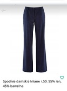 Spodnie damskie lniane r.50, 55% len, 45% bawełna