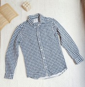 Elegancka koszula w pepitkę biały granat 100% bawełna na wiosnę Minimum S