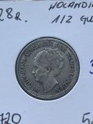 1/2 guldena 1928r. Holandia srebro Wilhelmina AG