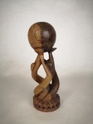 Drewniana figura kula ziemska glob vintage 