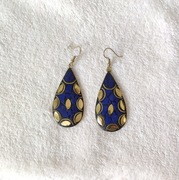 Kolczyki orientalne indyjskie kolor niebieski złoty mozaika boho hippie 