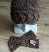 Komplet: czapka i mitenki 100% merino