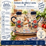  komplet ceramiczny ocet+ olej  tacka Manufaktura Bolesławiec 