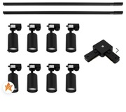 Zestaw szyna oświetleniowa Listwa 2m+ 2m Czarna + 8x Reflektor Szynowy/spot