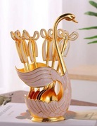 Zestaw łyżeczek do kawy stojak z łabędziem 