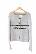 Sweter wełniany vintage szary kardigan wełna alpaka
