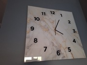 Kwadratowy Zegar Szklany Ścienny Do Biura Ze Wzorem Marmur ozdobny 60x60 cm