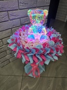 Bukiet z róż mydlanych,  raffaello I lampki miś.