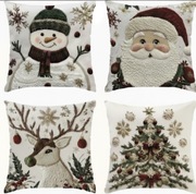  Świąteczna Poszewka Dekoracyjna - Wzór Zima/Boże Narodzenie 4 sztuki  45cm