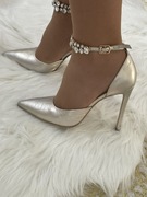 Nowe eleganckie wieczorowe skórzane szpilki Eva Minge rozmiar 37