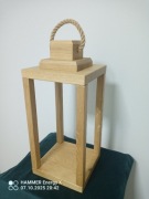 Lampion z drewna dębowego, wys. 42 cm, kolor szary