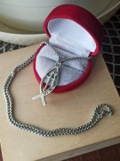 Przepiękny łańcuszek Jezus łańcuszek rybka zawieszka stal kolor srebrny 