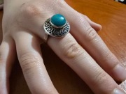 Pierścionek Warmet "lilijka " z turkusem