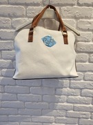 Biała shopperk.  Z brązowymi raczkami