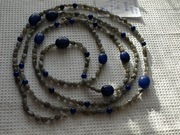 Naszyjnik korale 195 cm kamień naturalny labradoryt z szafirem nr 80