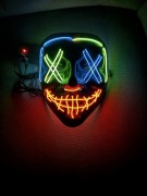 zestaw składający się z neonowej maski LED oraz świecących rękawiczek