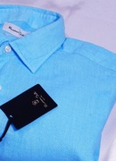 Massimo Dutti lniana koszula S niebieska błękitna blue gant Belgian Linen 