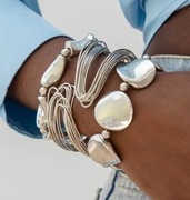 Zestaw bransoletek boho punk rock modne masywne kolor srebrny