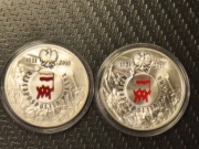 Dwie srebrne monety zł Polski sierpień 